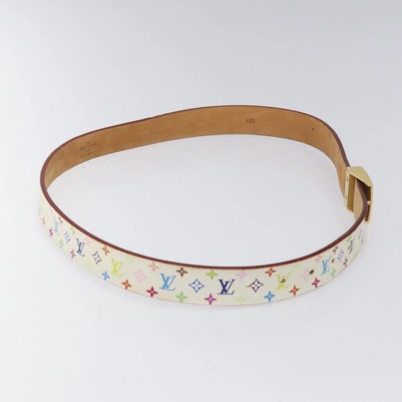 LOUIS VUITTON Monogram Multicolor Ceinture Carre Belt White - Picture 5 of 14